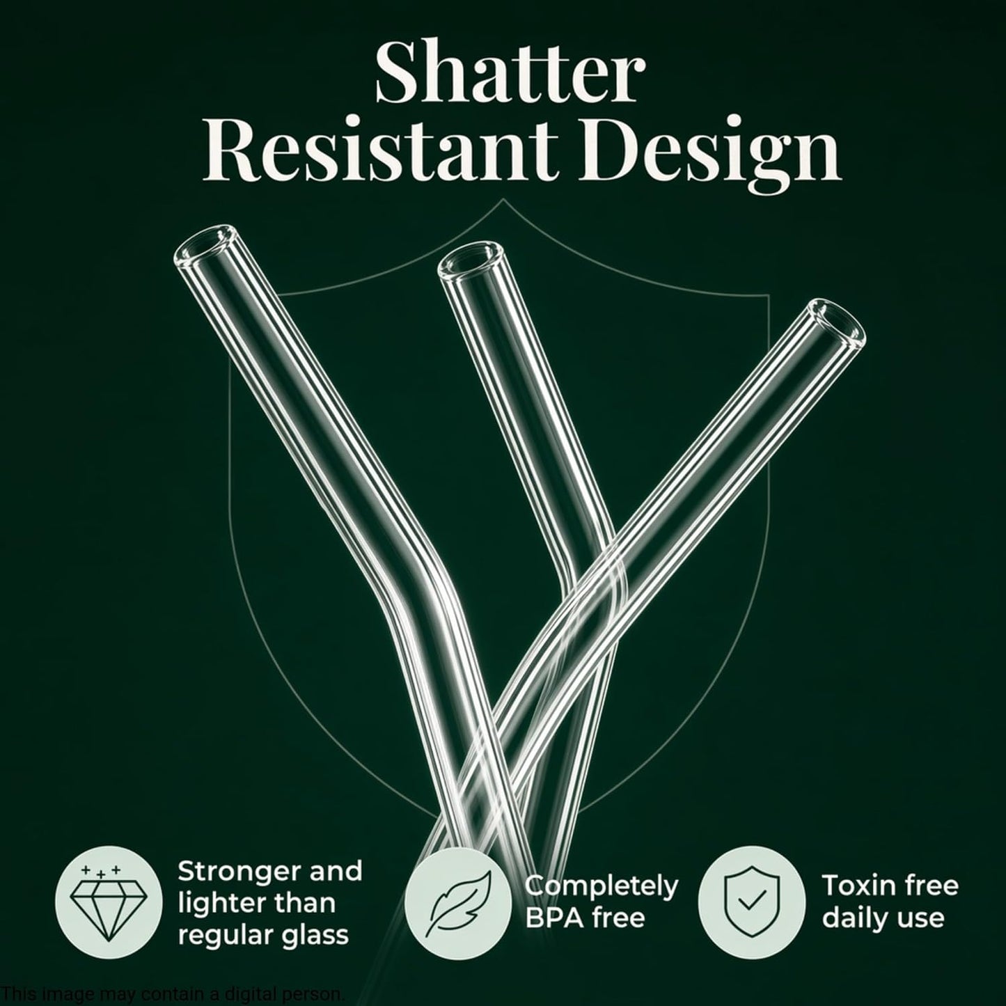 Borosilicate Glass Straws Set of 6 with 1 Cleaning Brush – Reusable Clear Drinking Straws for Smoothies, Juice, Iced Coffee | Eco-Friendly, Durable & BPA-Free (7-Piece Set)
