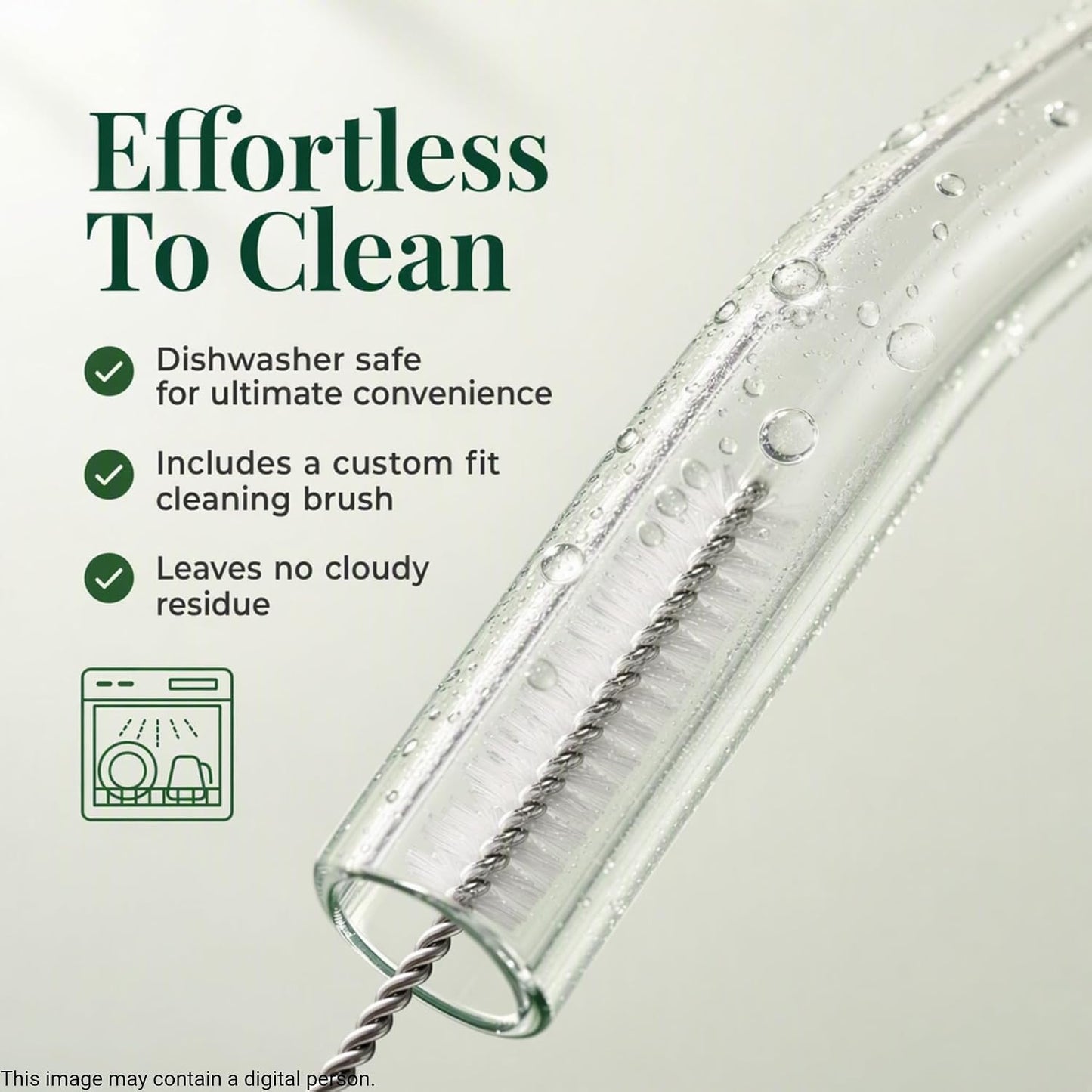 Borosilicate Glass Straws Set of 6 with 1 Cleaning Brush – Reusable Clear Drinking Straws for Smoothies, Juice, Iced Coffee | Eco-Friendly, Durable & BPA-Free (7-Piece Set)