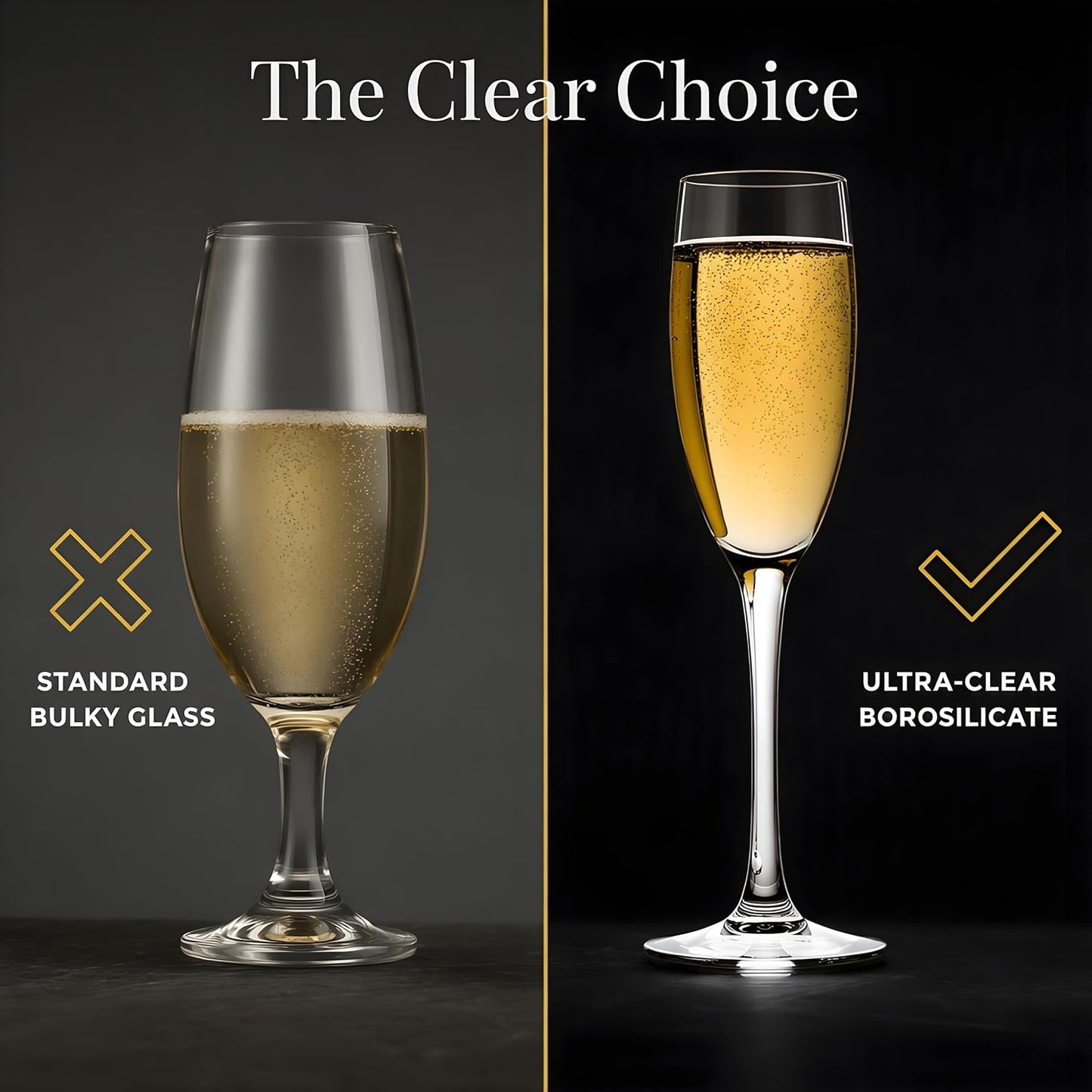 Italian Premium Champagne Flutes Set of 6 (170 ML) – Crystal Clear Elegant Long Stem Sparkling Wine Glasses for Champagne, Prosecco, Cocktails | Durable, Dishwasher Safe Luxury Drinkware